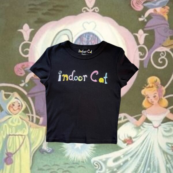 Hand-drawn designed printed on a black baby tee