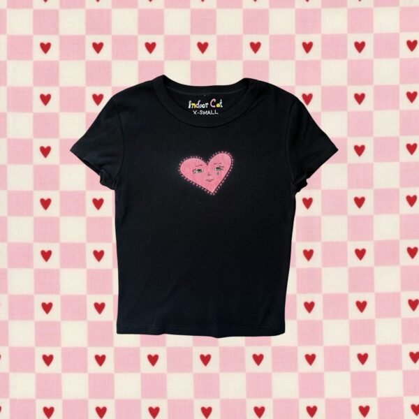 Emotional heart face printed baby tee