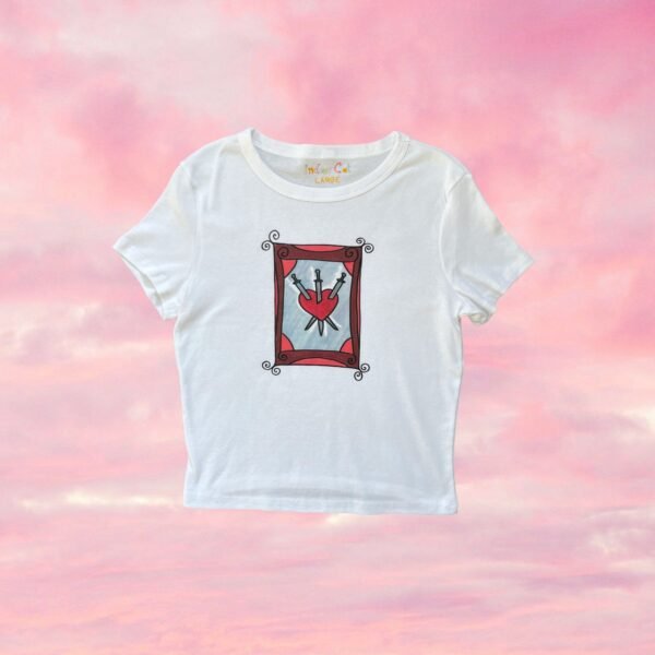 3 of swords tarot card printed baby tee