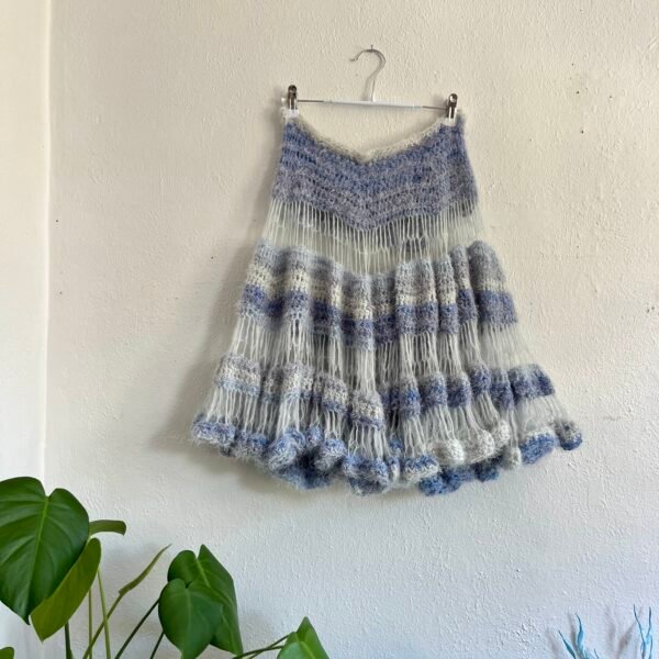 Blue Mohair Crochet Skirt
