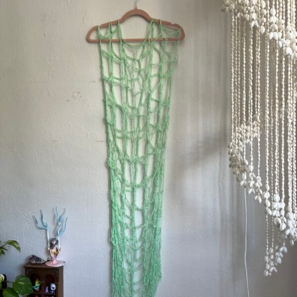 Mint Green Mesh Crochet Dress